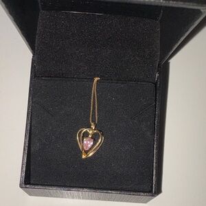 Kay Jewelers Gold Heart Necklace with Pink Gem